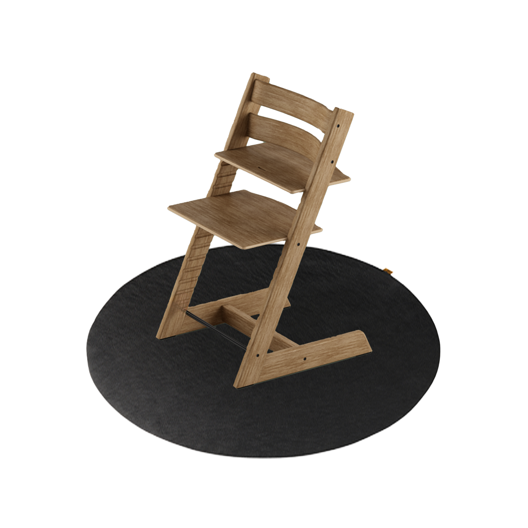 NOAH Bodenmatte – Schwarze Lederoptik. Ø 105 cm (NEU)