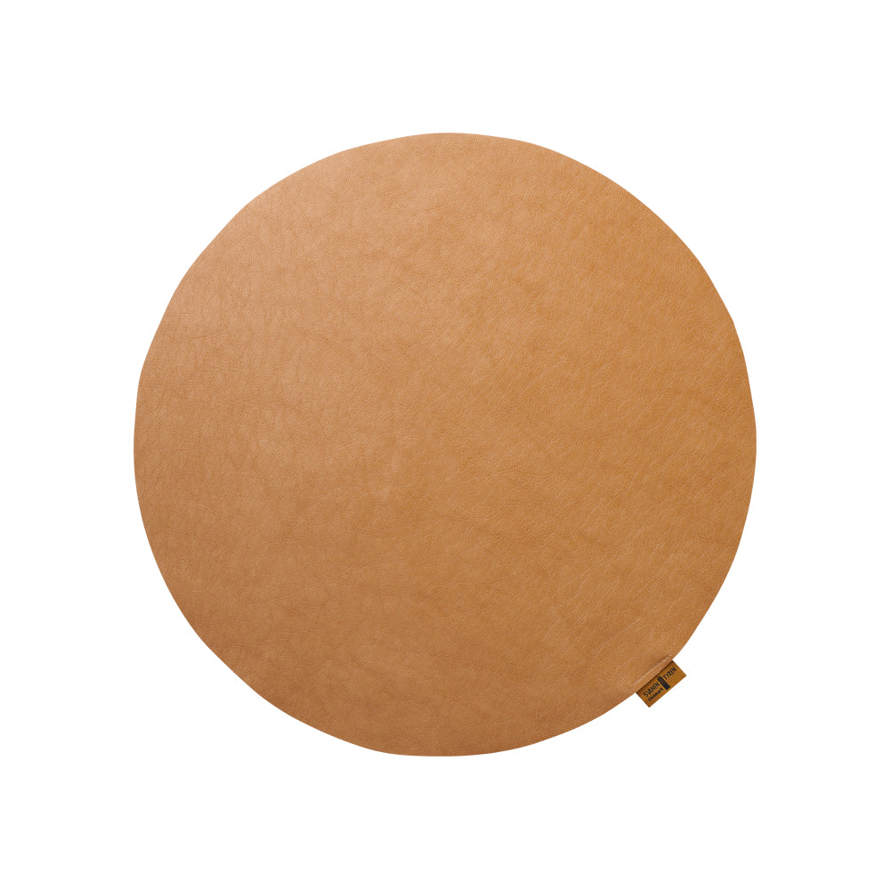 Rundes Platzdecke SARA – Kamel Lederoptik. Ø 40 cm